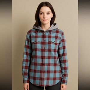 ARMADA FLANNEL PLAID LINED HOODIE JACKET SIZE LARGE